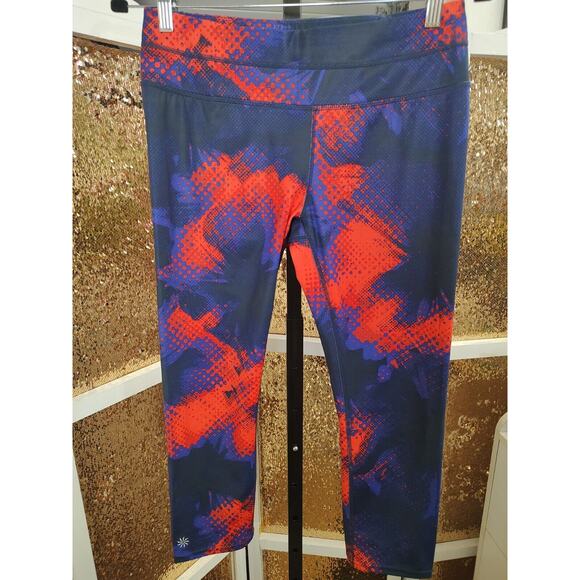 Athleta Leggings Medium Electro Sonar Retro Capri Cropped Yoga Gym Train Running - Picture 2 of 13